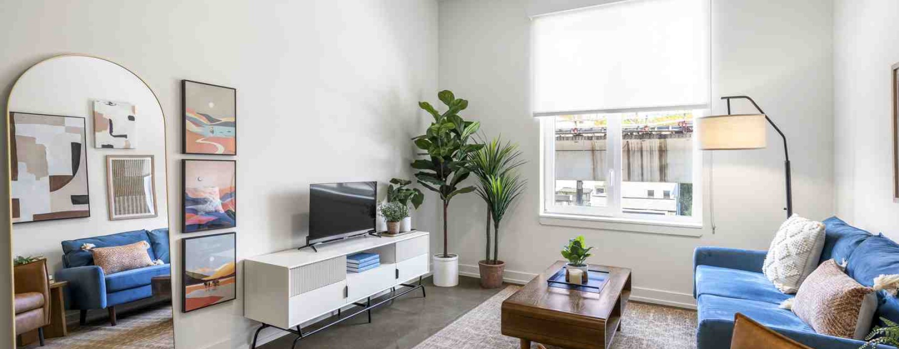 Luxury apartment living room with modern decor - Apartments with luxury amenities